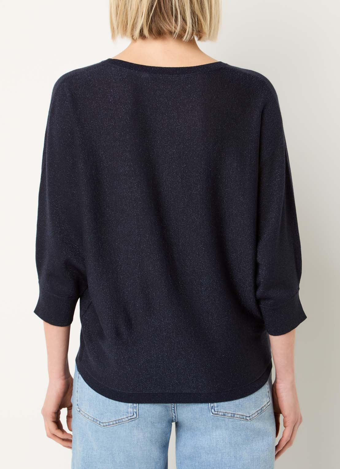 Xandres Gerrett fijngebreide top met lurex - achterkant 4 donkerblauw