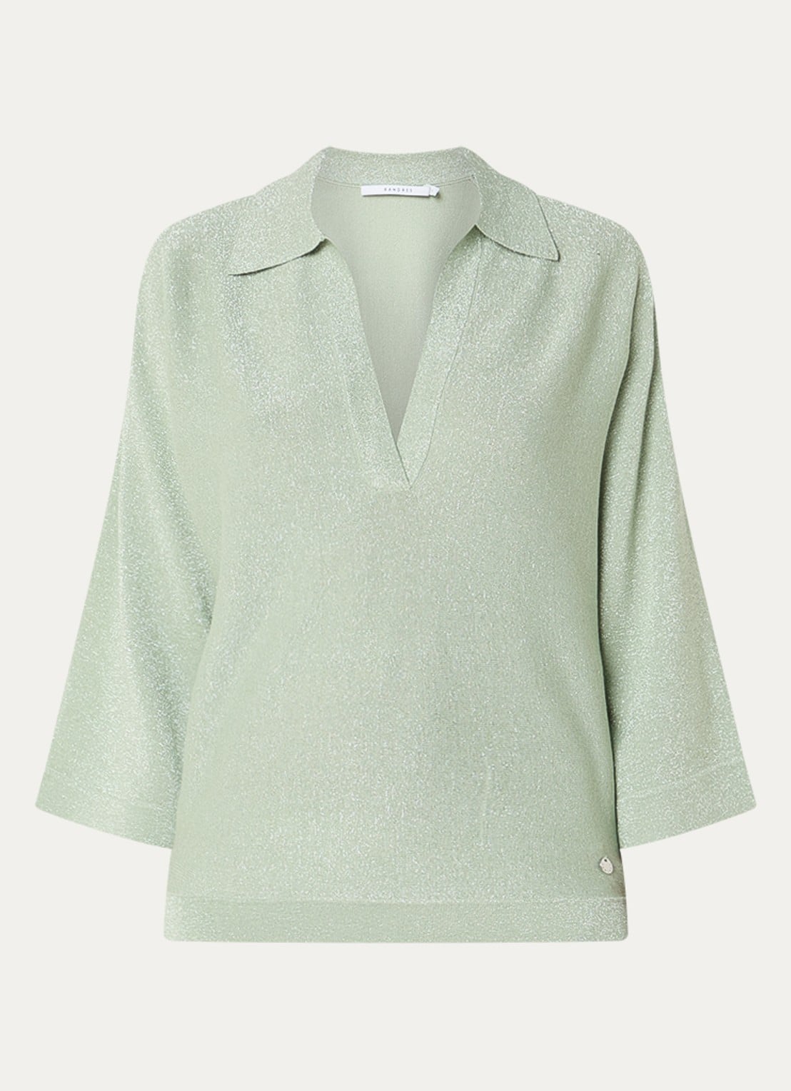 Xandres Giedo fijngebreide polo met lurex - voorkant 3 mint
