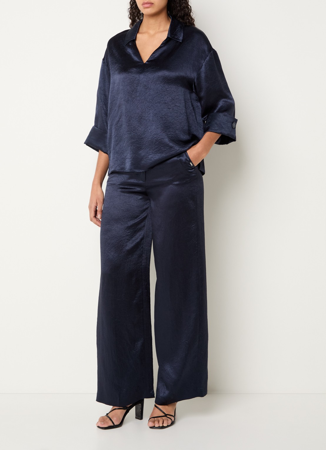Xandres Halexa tuniek met metallic finish - voorkant 2 donkerblauw