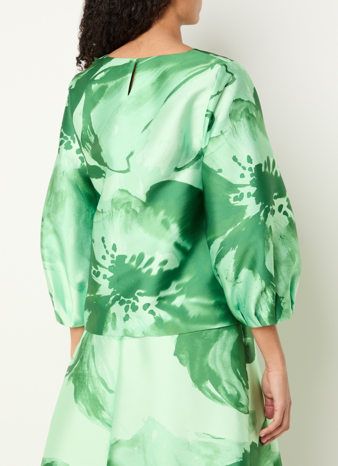 Xandres Hanzie tuniek met pofmouw en bloemenprint - achterkant 4 groen