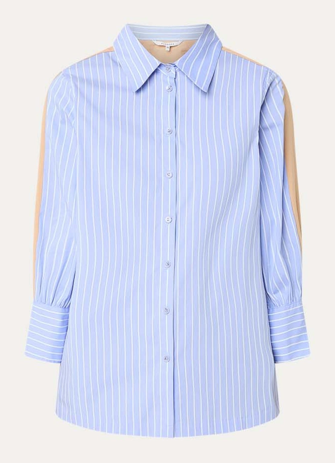 Xandres Hatriena blouse met streepprint - voorkant 2 blauwgrijs