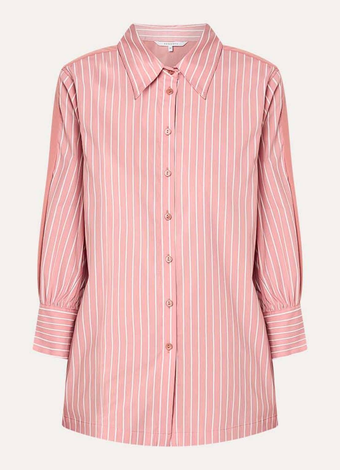 Xandres Hatriena blouse met streepprint - voorkant 3 koraal