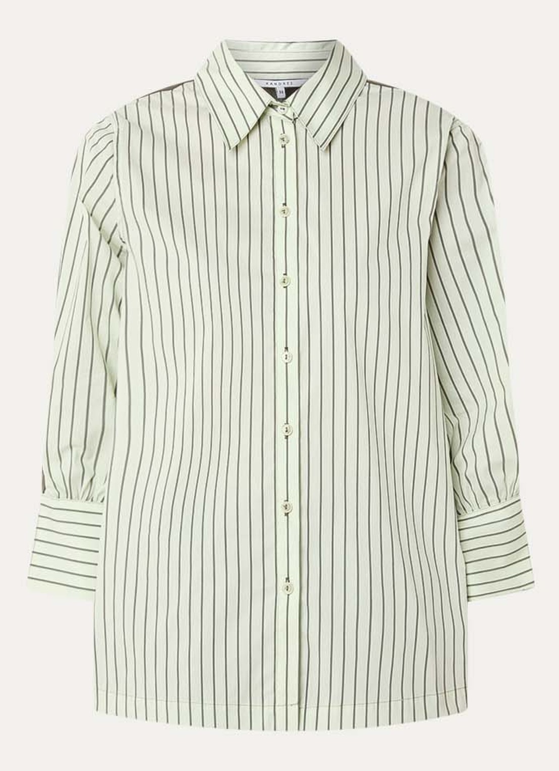 Xandres Hatriena blouse met streepprint - voorkant 3 lindegroen