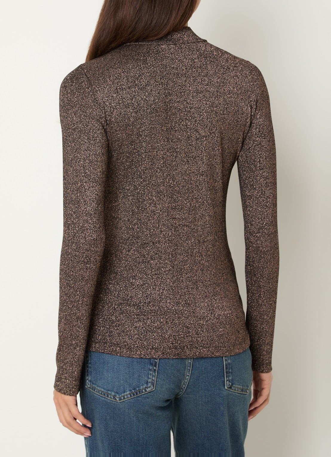 Xandres Hellas fijngebreide top met lurex - achterkant 2 bruin