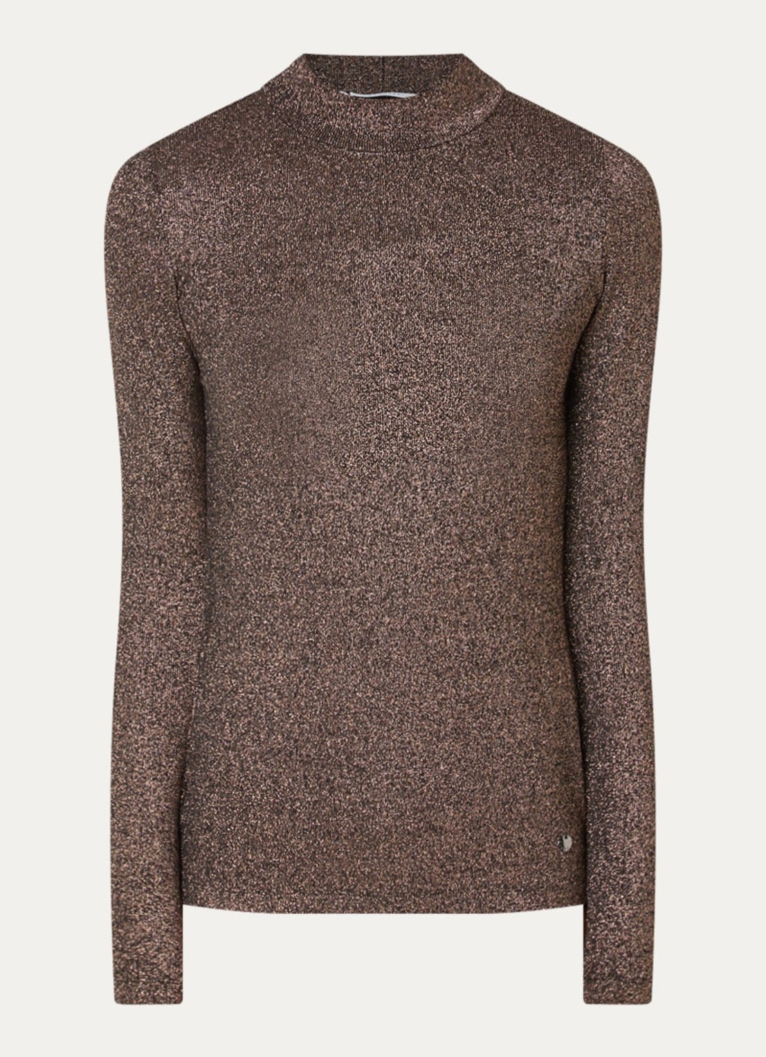 Xandres Hellas fijngebreide top met lurex - voorkant 3 bruin