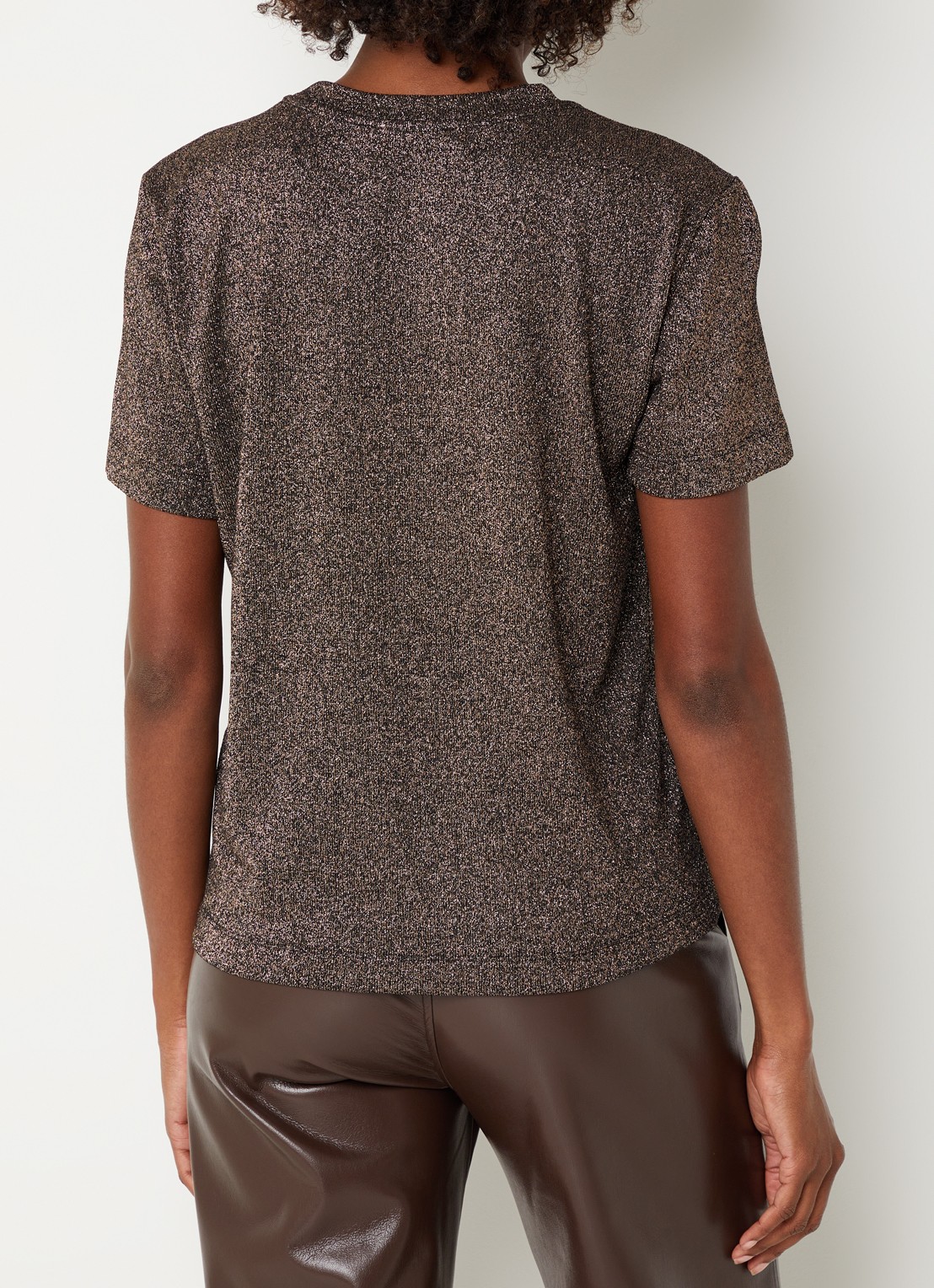 Xandres Helle top met lurex en stretch - achterkant 3 bruin