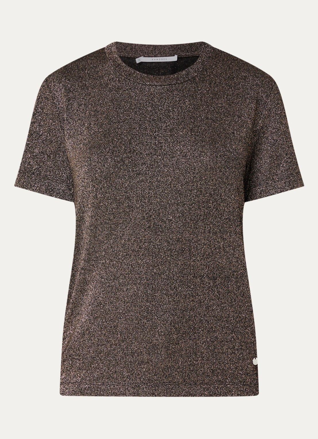 Xandres Helle top met lurex en stretch - voorkant bruin