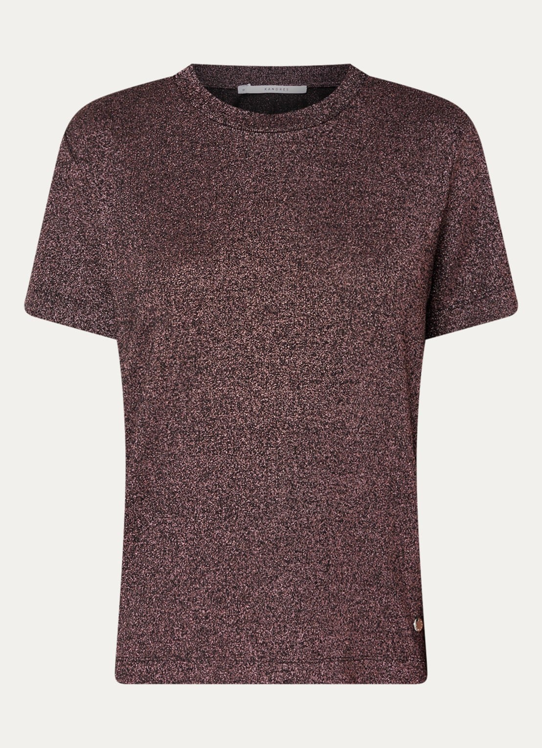 Xandres Helle top met lurex en stretch - voorkant aubergine