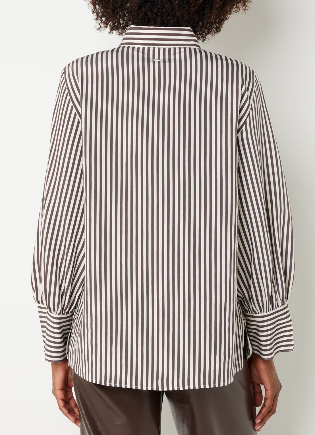 Xandres Heloisa blouse met streepprint - achterkant 3 donkerbruin