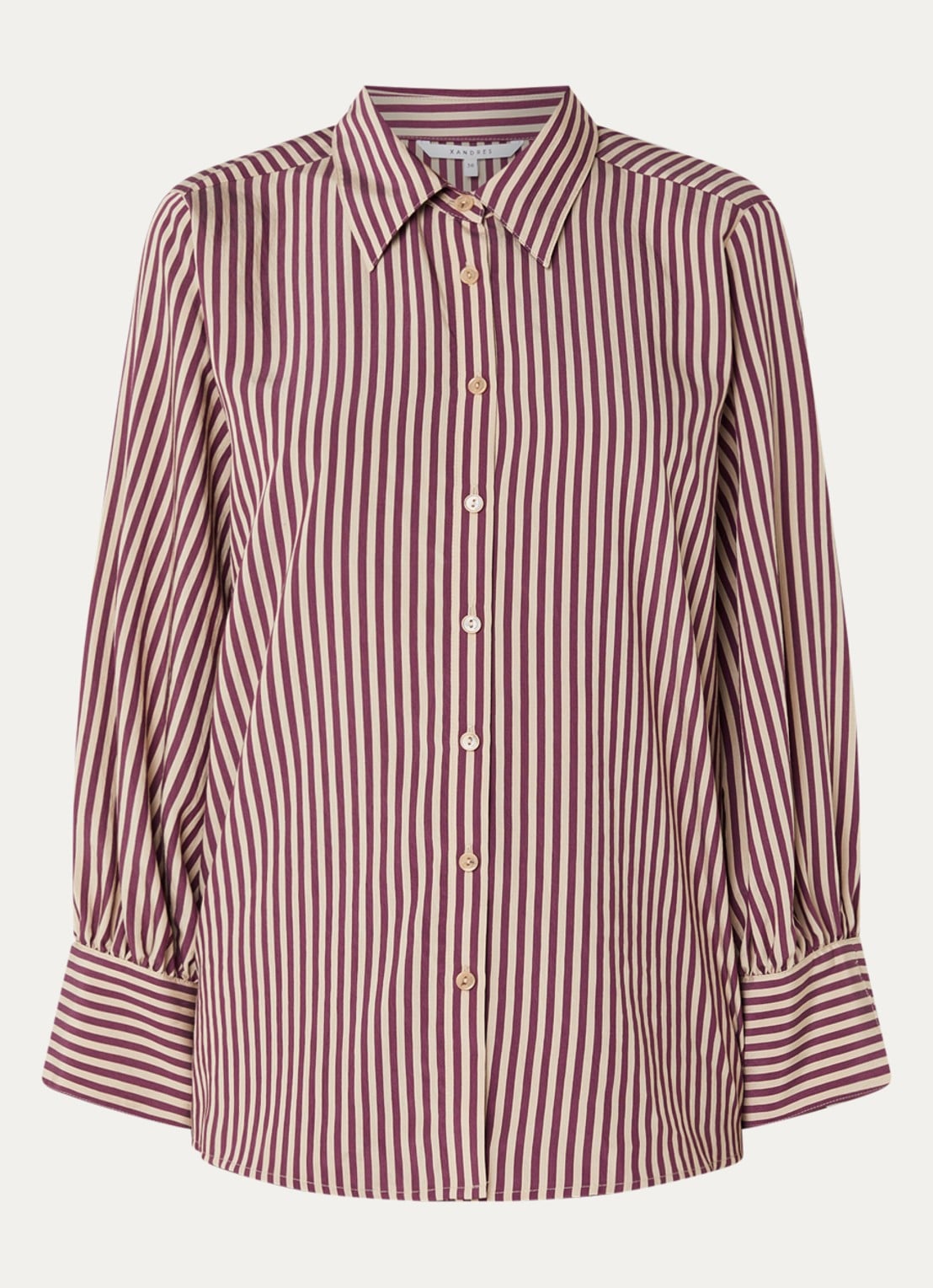 Xandres Heloisa blouse met streepprint - voorkant 2 aubergine