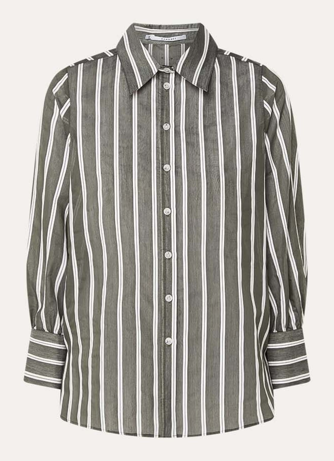 Xandres Heloisa semi-transparante blouse met streepprint - voorkant bronsgroen