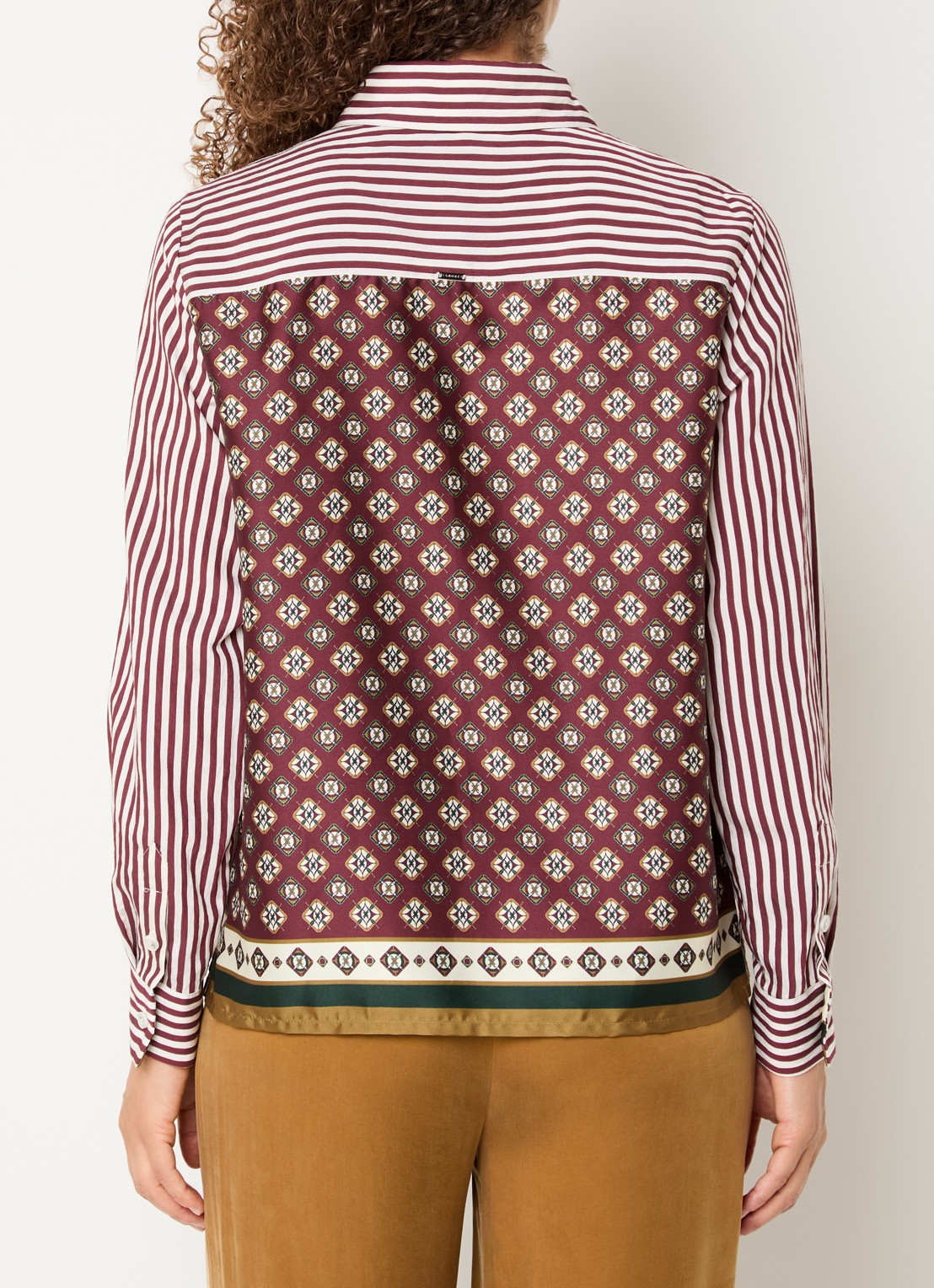 Xandres Henk blouse met streepprint - achterkant bordeauxrood