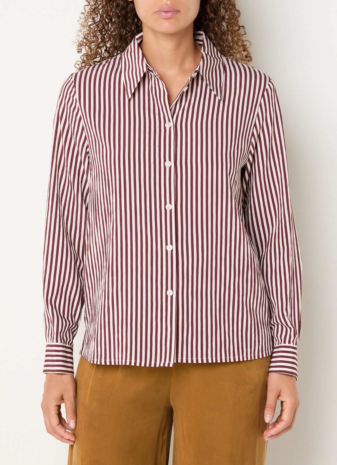 Xandres Henk blouse met streepprint - detail 4 bordeauxrood