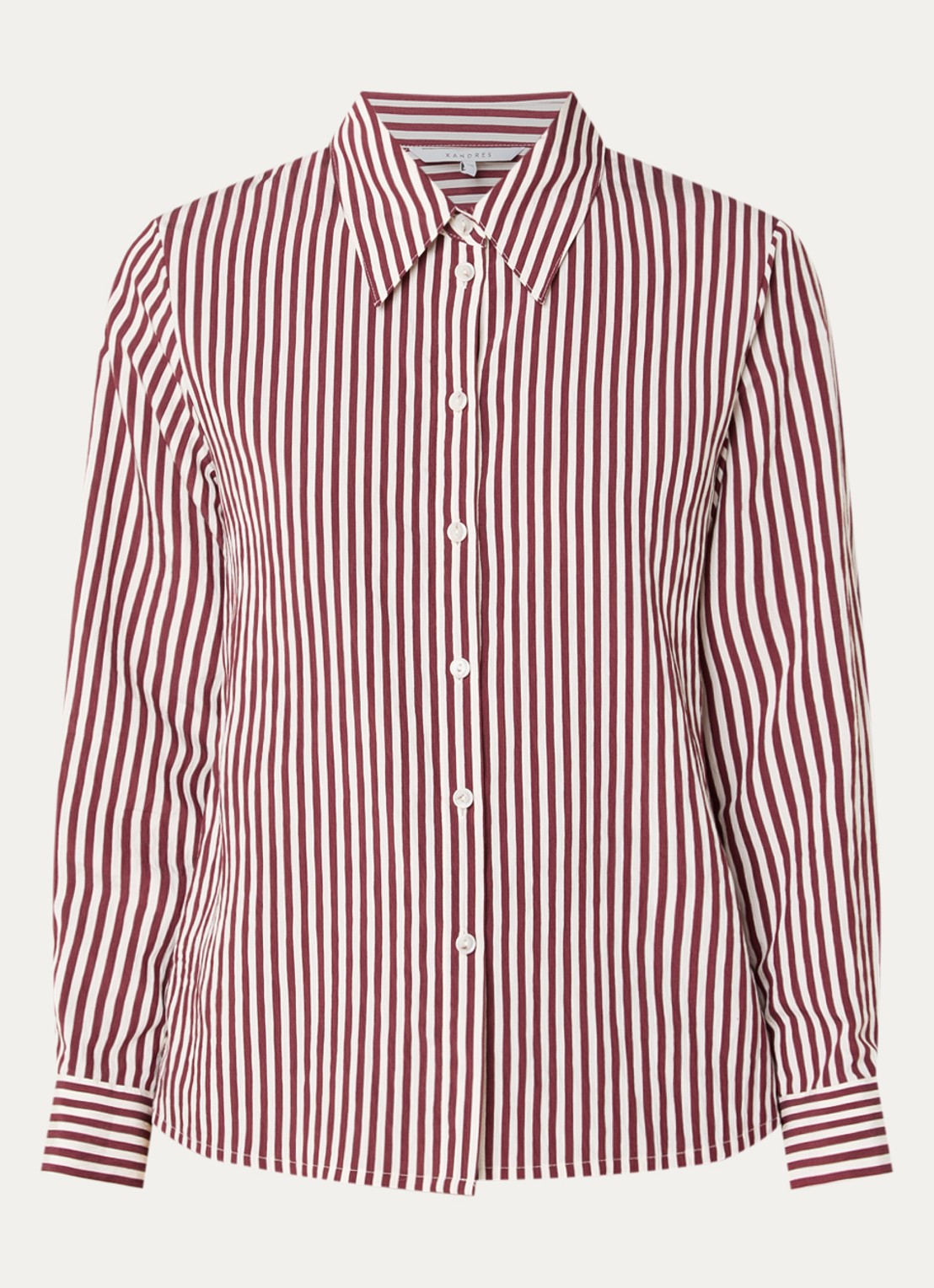 Xandres Henk blouse met streepprint - voorkant 2 bordeauxrood