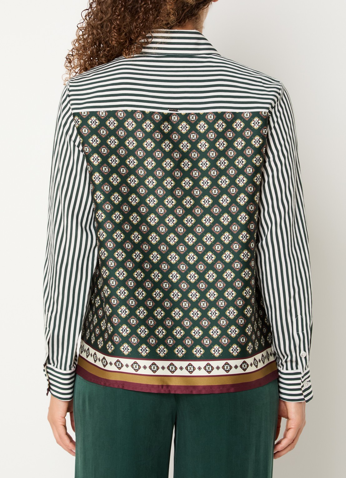 Xandres Henk blouse met streepprint - achterkant donkergroen