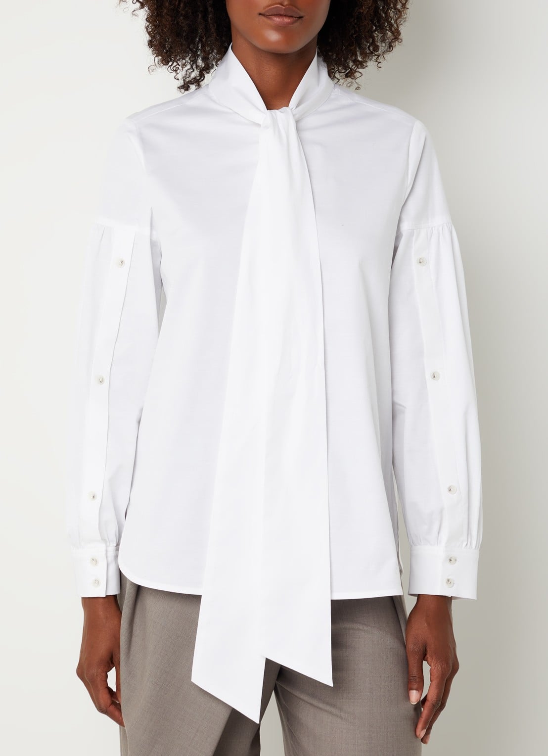 Xandres Hermino blouse met sjaalkraag - detail wit