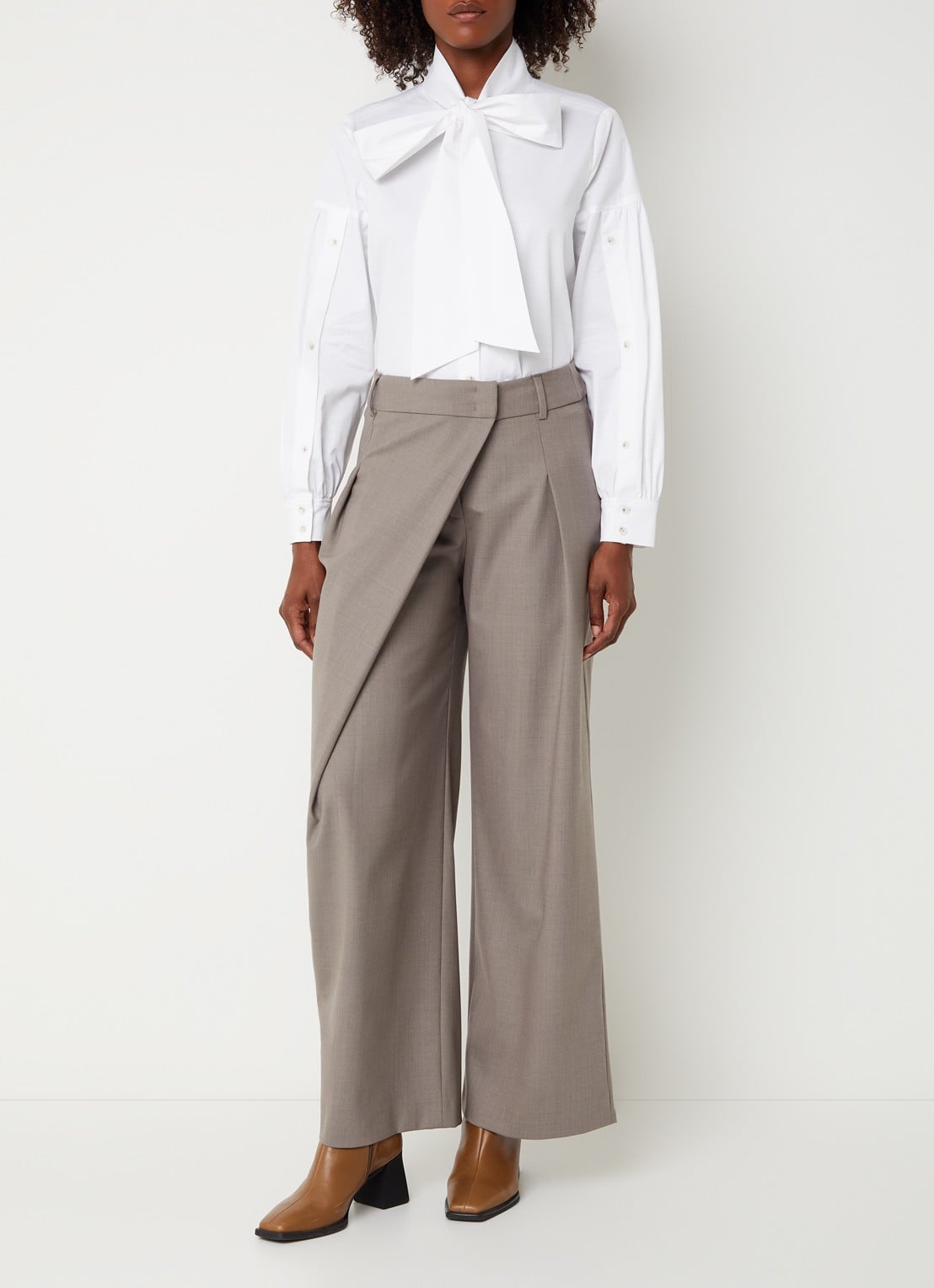 Xandres Hermino blouse met sjaalkraag - voorkant 3 wit