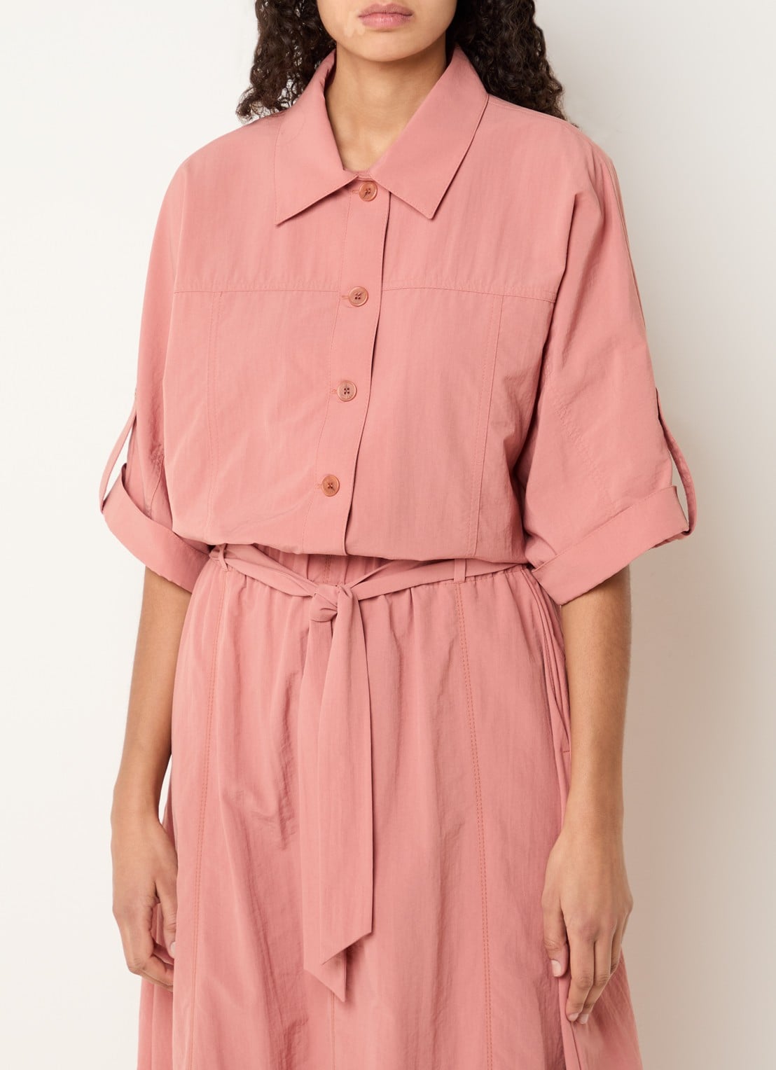Xandres Hibis blouse met kraag - detail koraal