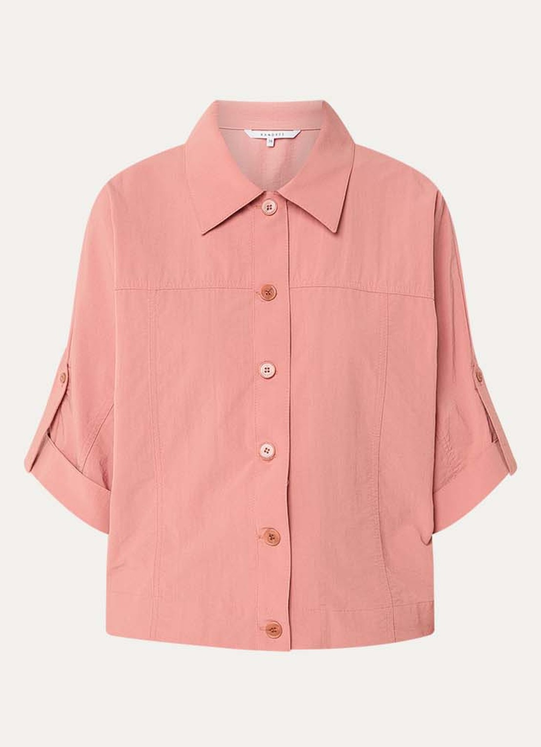 Xandres Hibis blouse met kraag - voorkant 2 koraal