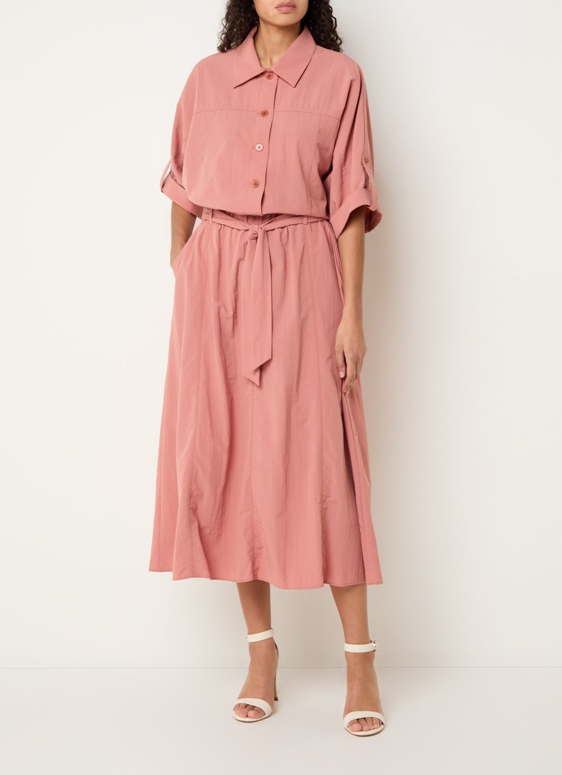 Xandres Hibis blouse met kraag - voorkant 3 koraal
