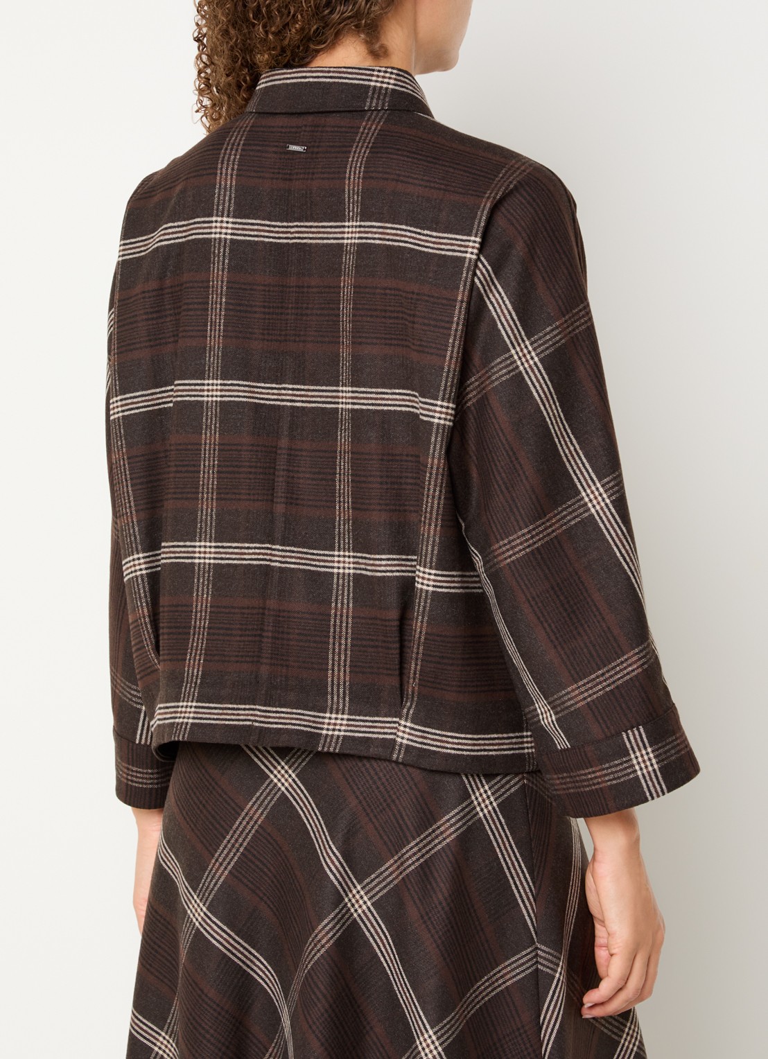 Xandres Hilou blouse met ruitdessin - achterkant 4 bruin