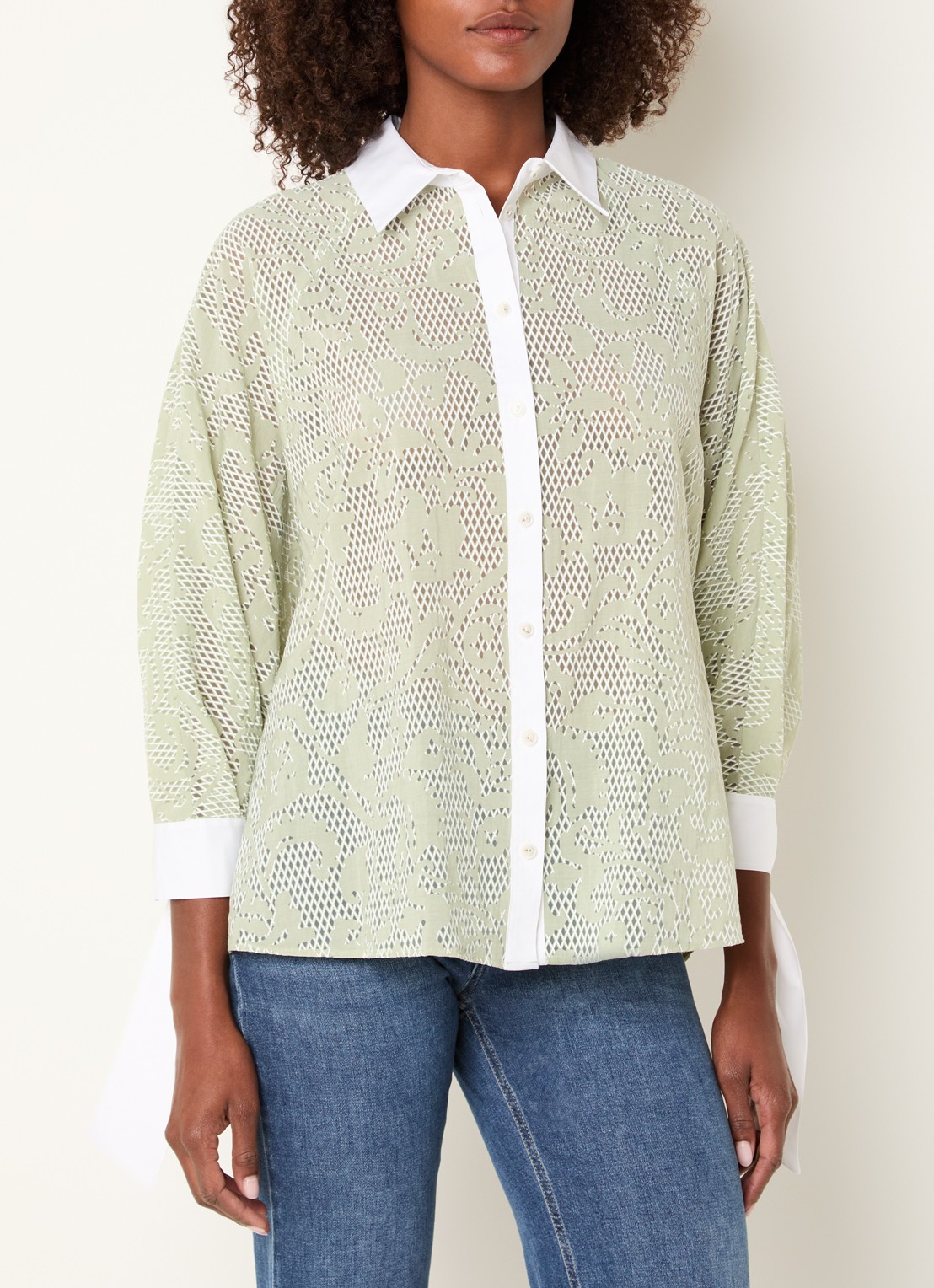 Xandres Hirina blouse met print - detail 4 lindegroen