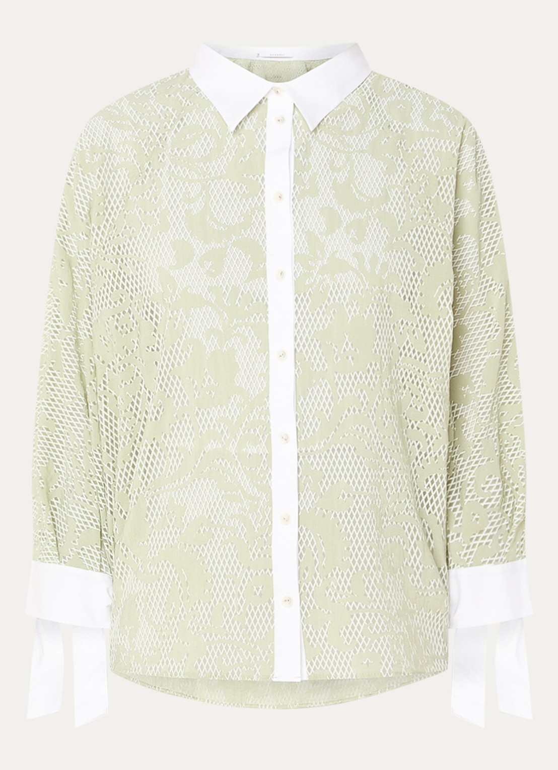 Xandres Hirina blouse met print - voorkant lindegroen