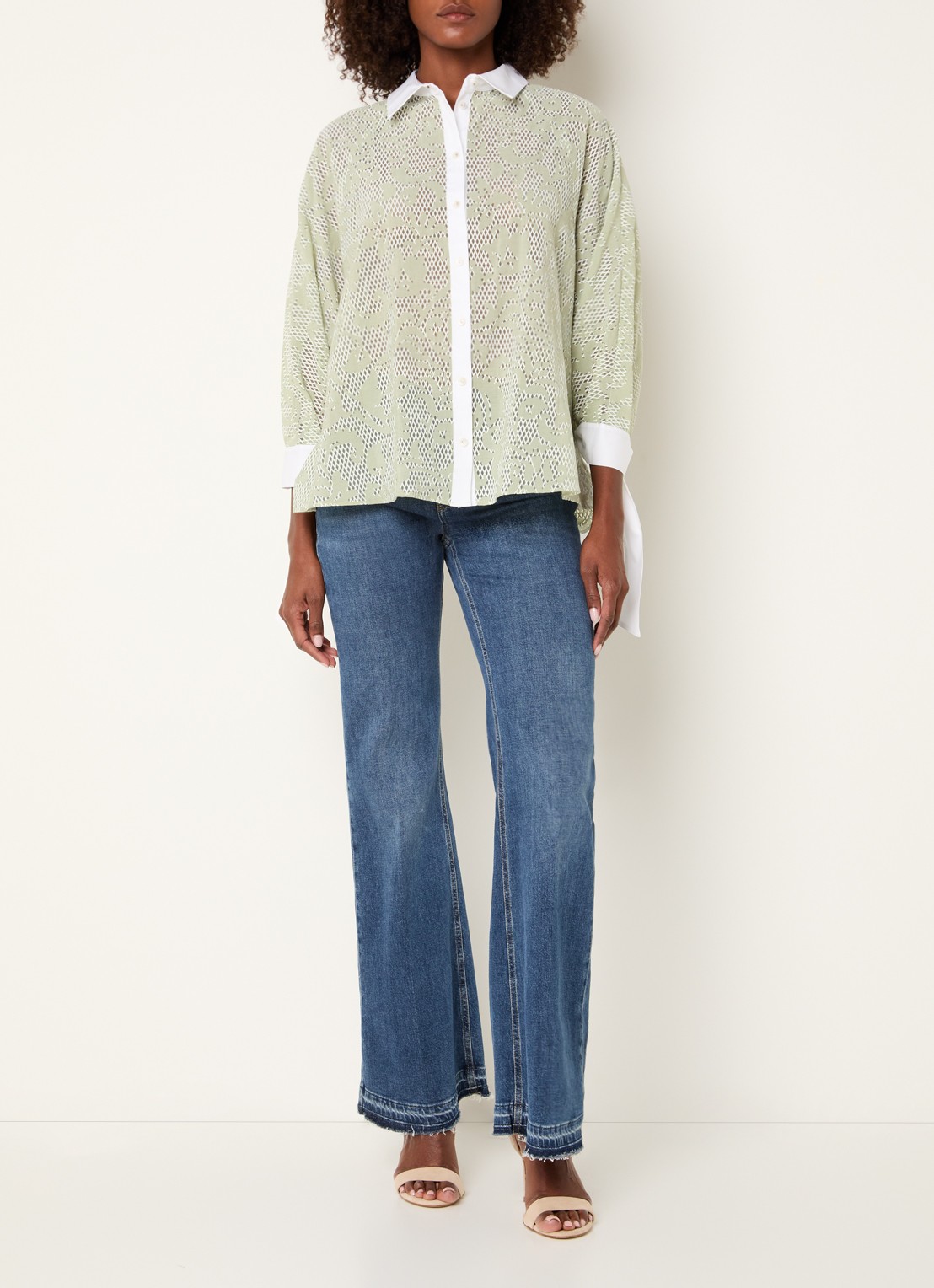 Xandres Hirina blouse met print - voorkant 2 lindegroen