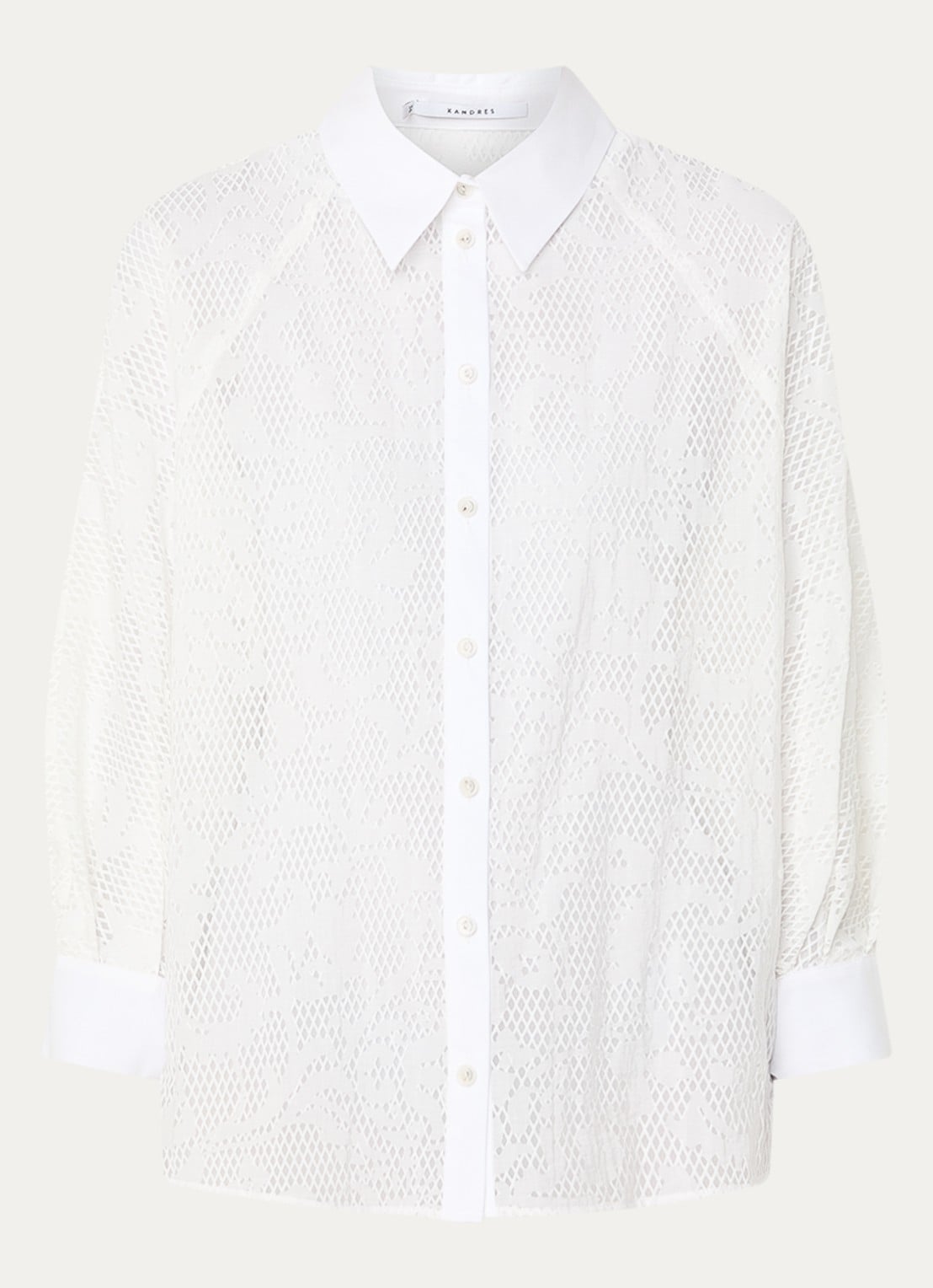 Xandres Hirina semi-transparante blouse met vlindermouw - voorkant 3 wit