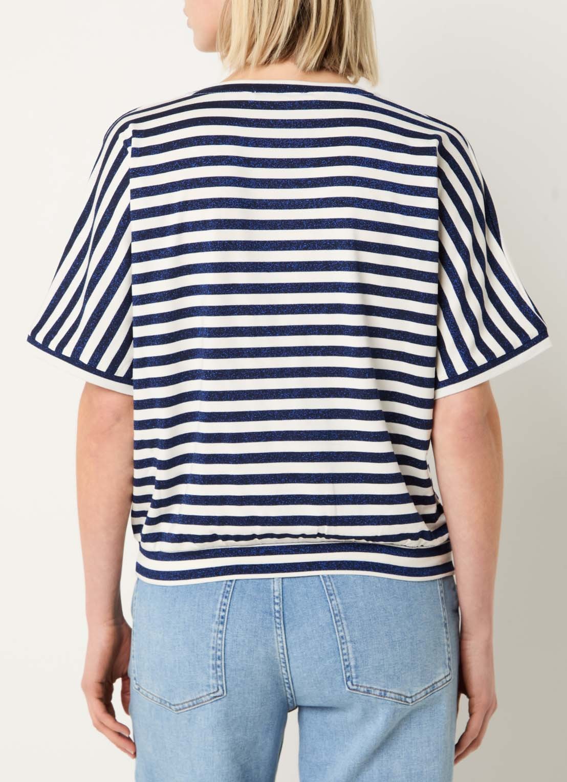 Xandres Hirokar T-shirt met lurex en streepprint - achterkant 4 donkerblauw