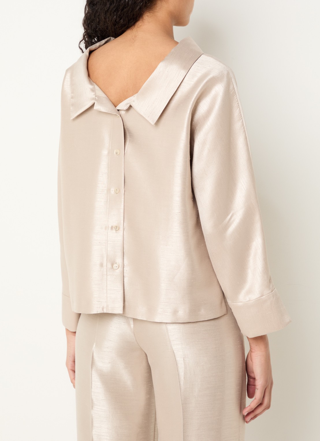 Xandres Hubje blouse met metallic finish - detail 3 beige