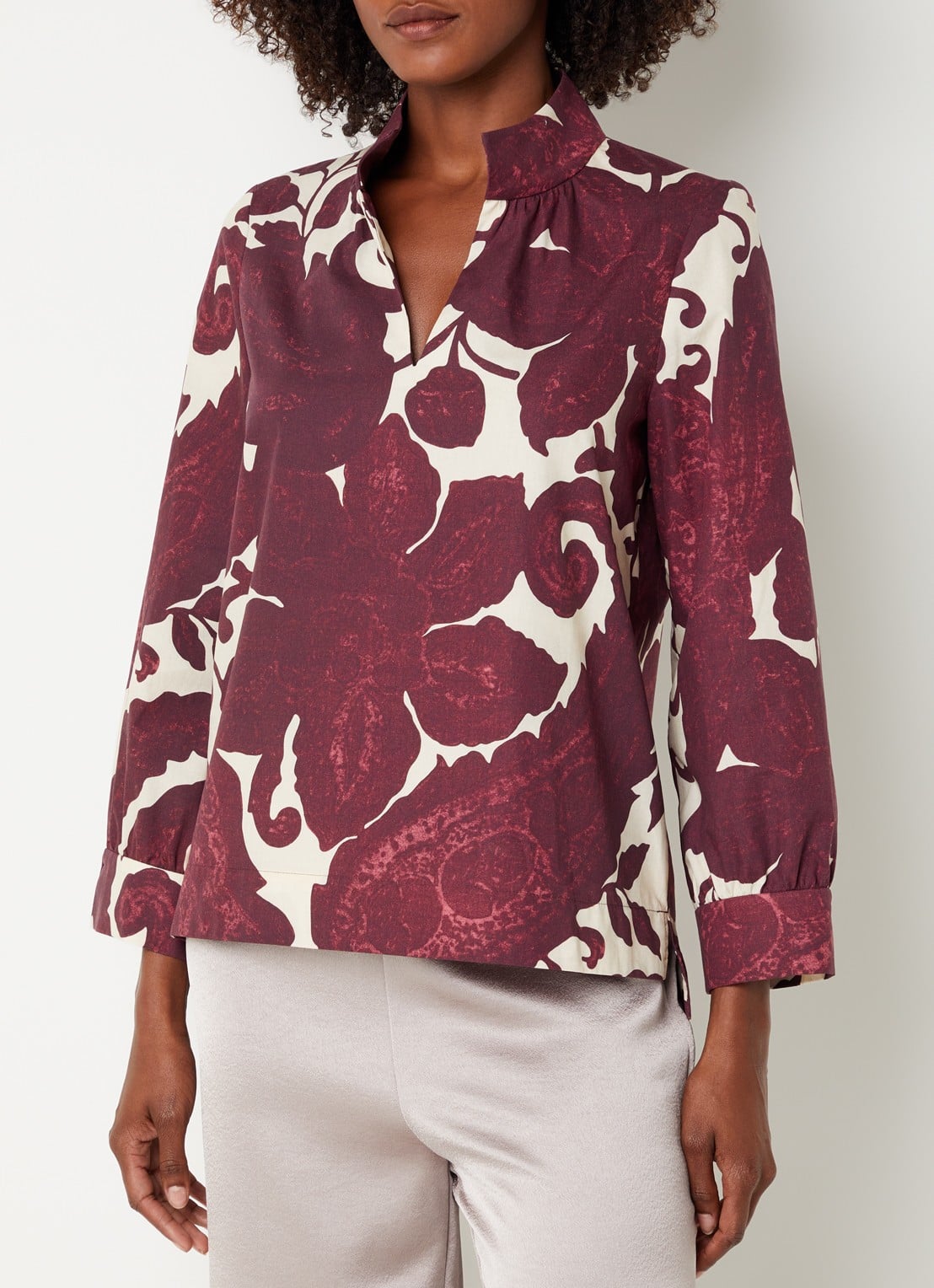 Xandres Hulen tuniek met print - detail aubergine