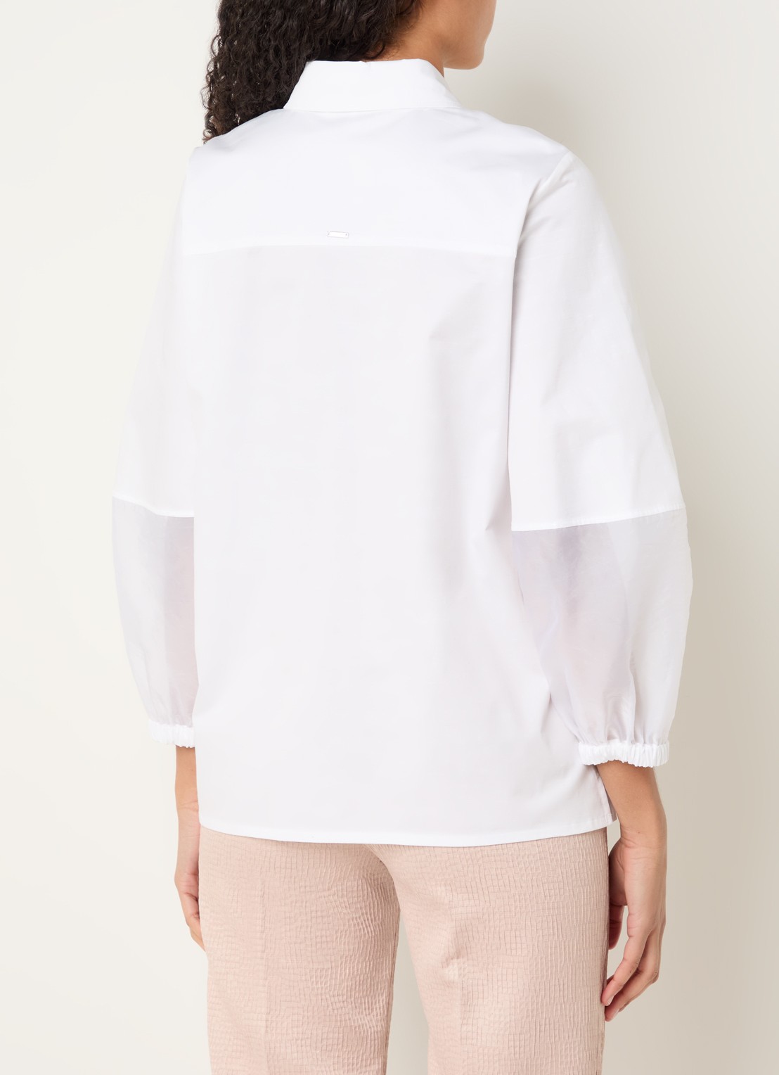 Xandres Hyran blouse met semi-transparante ballonmouw - achterkant 3 wit