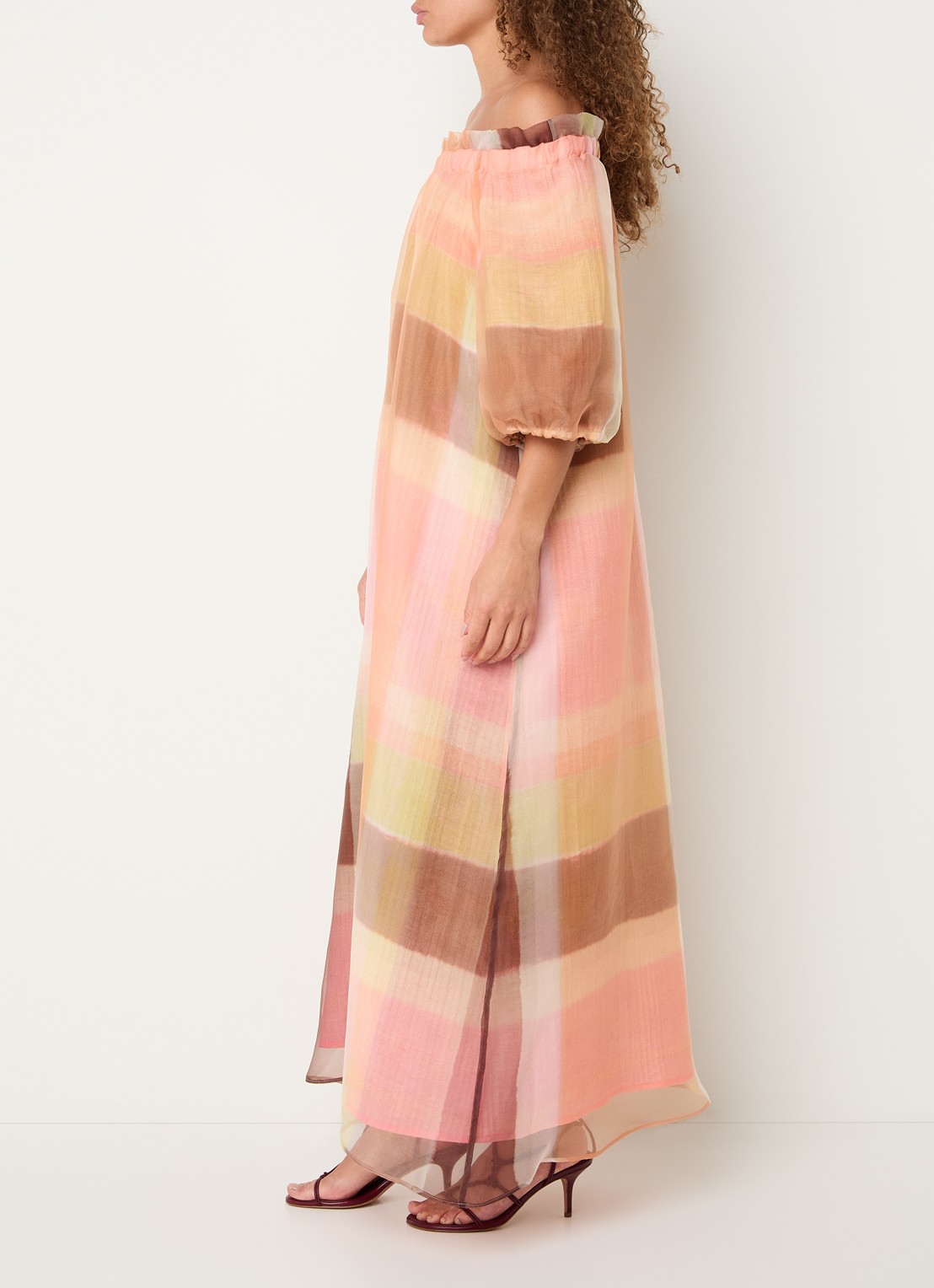 Xandres Katari oversized maxi jurk met colour blocking - voorkant 3 abrikoos