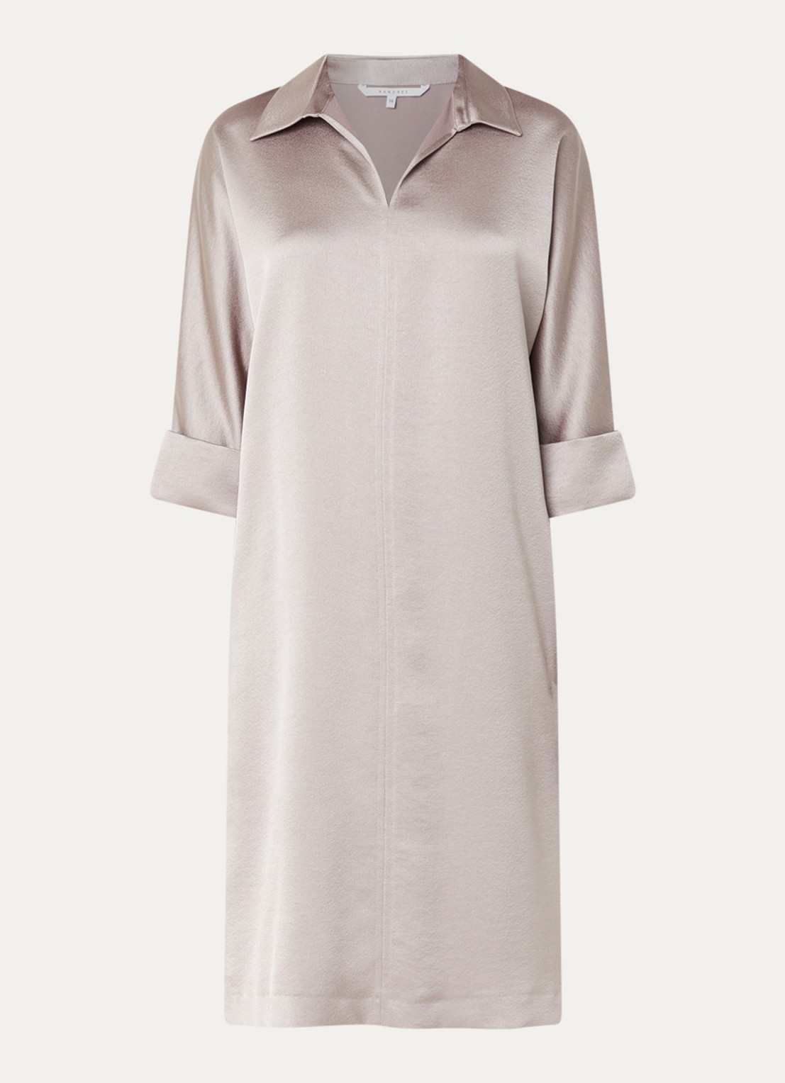 Xandres Kenano midi jurk met V-hals - voorkant 3 creme