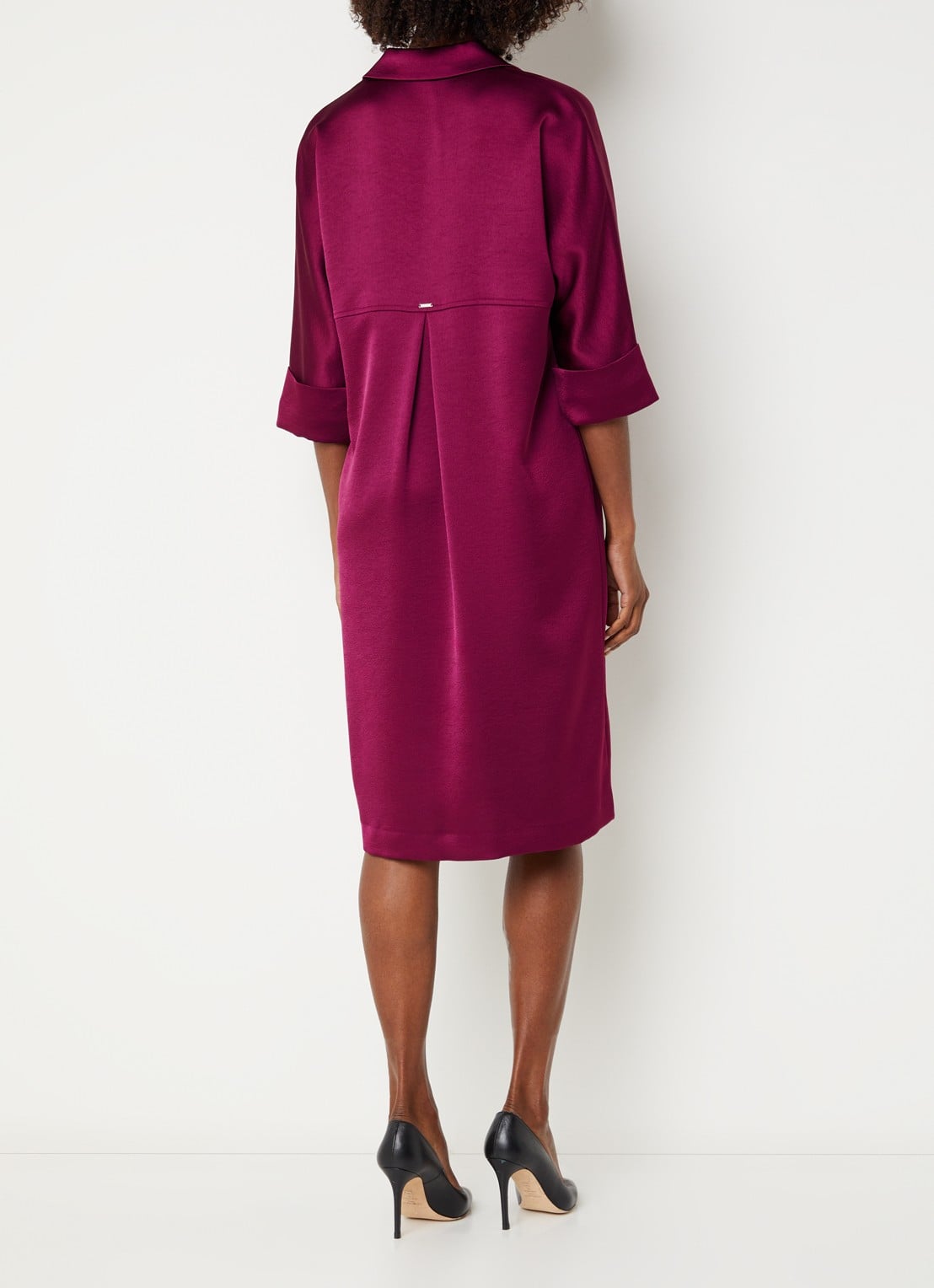 Xandres Kenano midi jurk met V-hals - achterkant paars