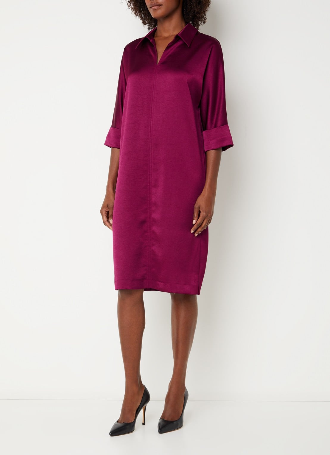 Xandres Kenano midi jurk met V-hals - detail 2 paars