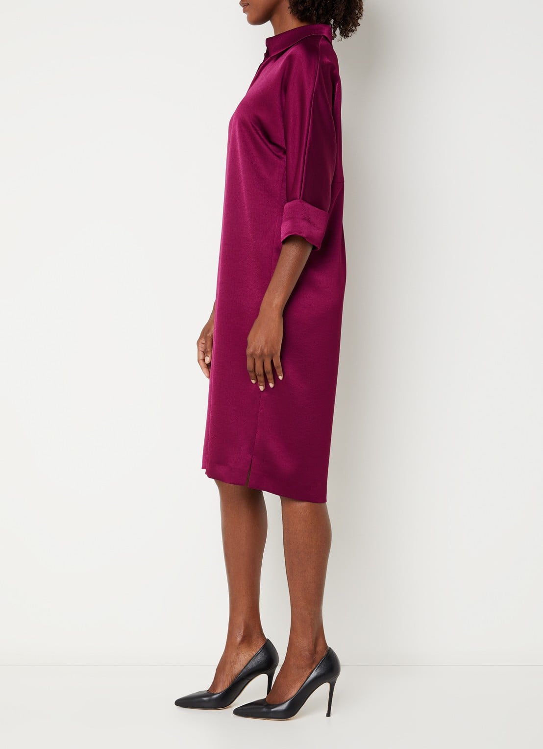 Xandres Kenano midi jurk met V-hals - voorkant 4 paars