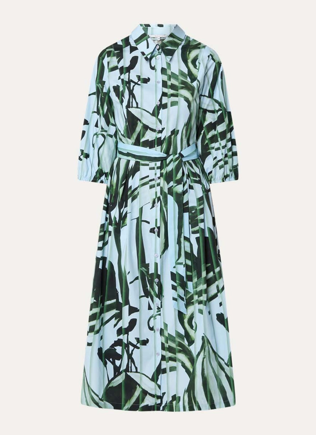Xandres Keylie midi blousejurk met bloemenprint - voorkant 3 blauwgrijs