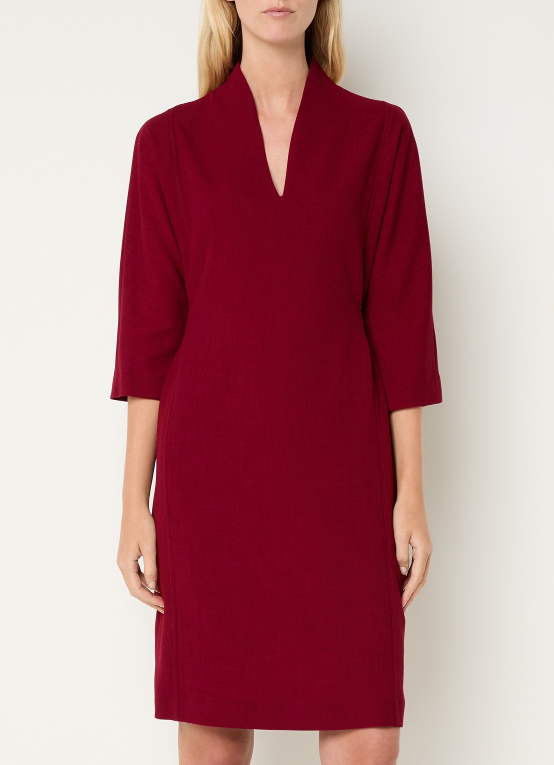 Xandres Kiliano midi jurk met strikceintuur - detail 3 donkerrood