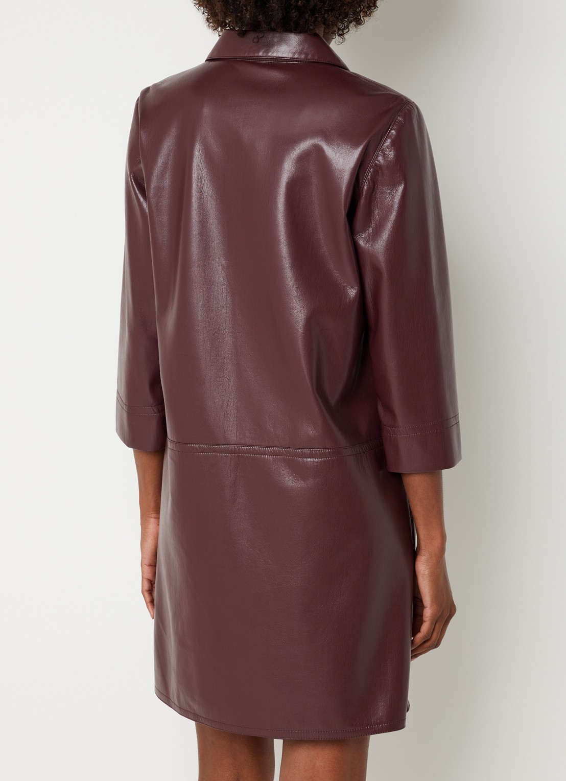 Xandres Kobien mini blousejurk van imitatieleer - achterkant 3 aubergine