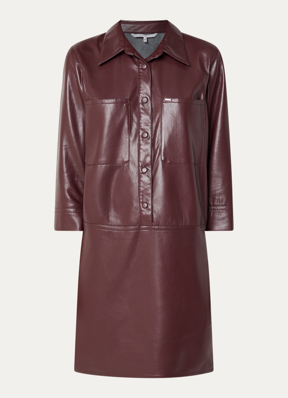 Xandres Kobien mini blousejurk van imitatieleer - voorkant aubergine