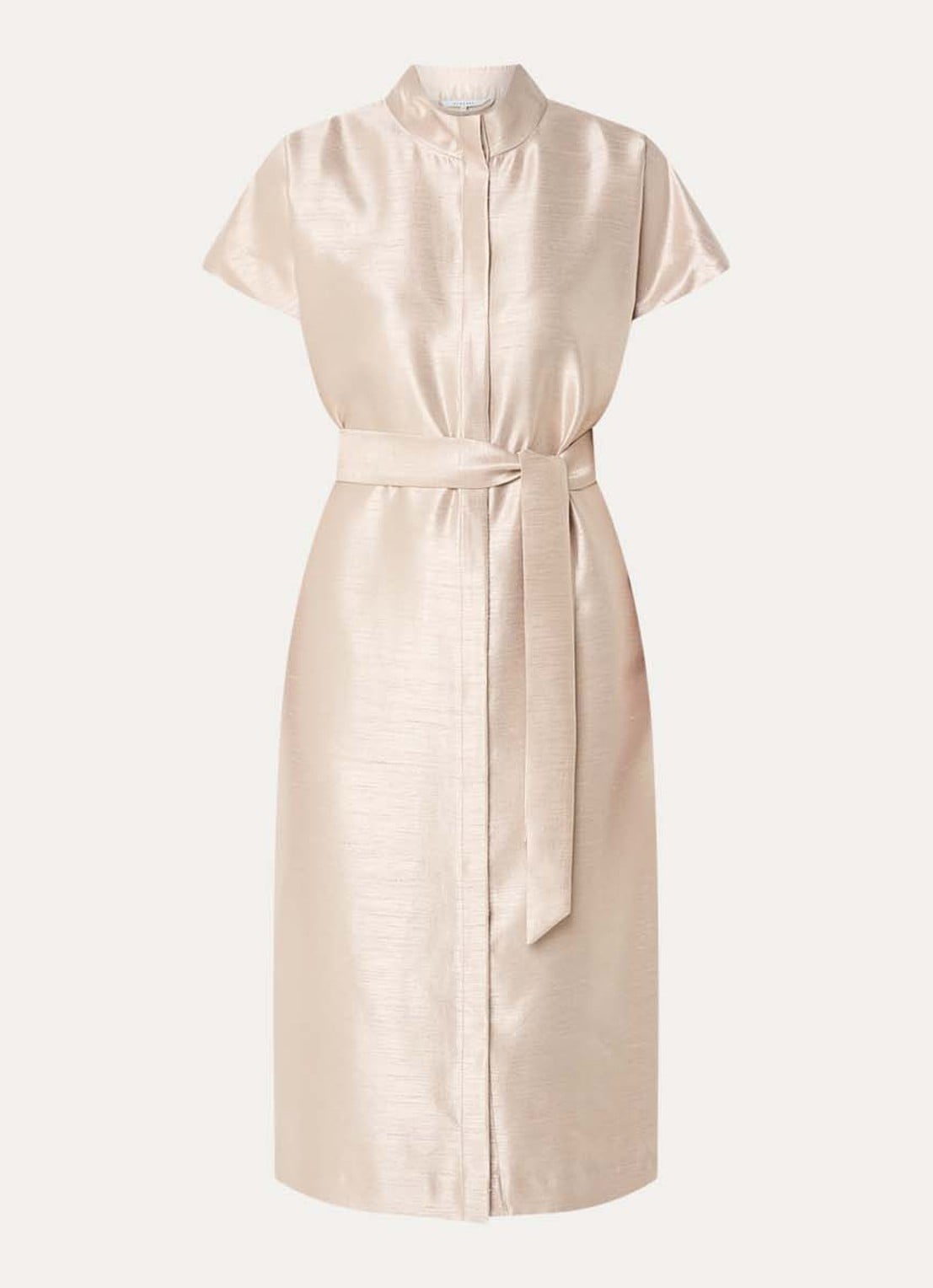 Xandres Koji midi blousejurk met metallic finish - voorkant 2 beige