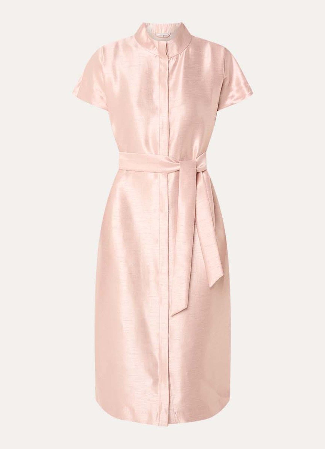 Xandres Koji midi blousejurk met metallic finish - voorkant zalmroze