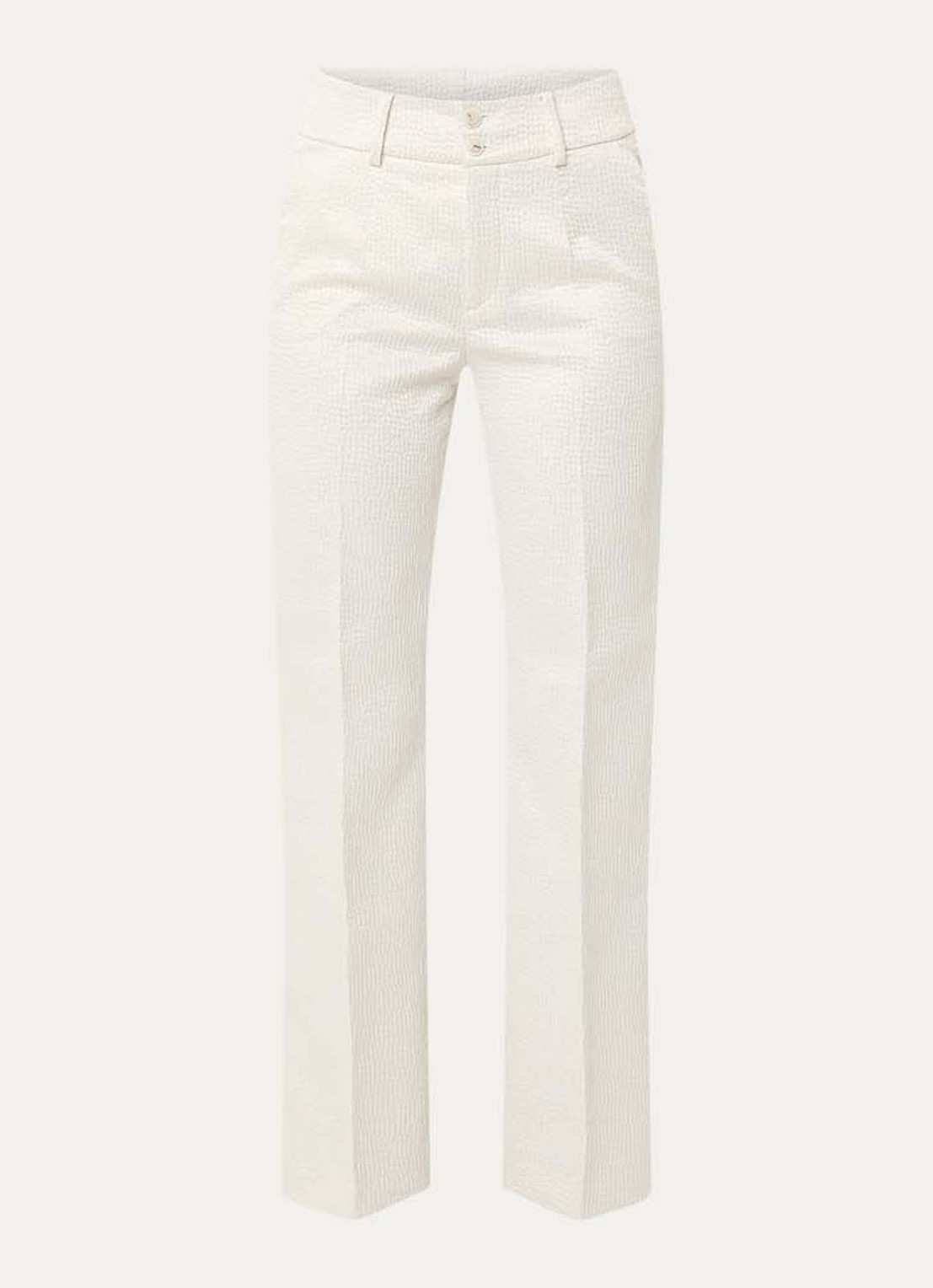 Xandres Panchita high waist straigt fit broek met lurex - voorkant ivoor