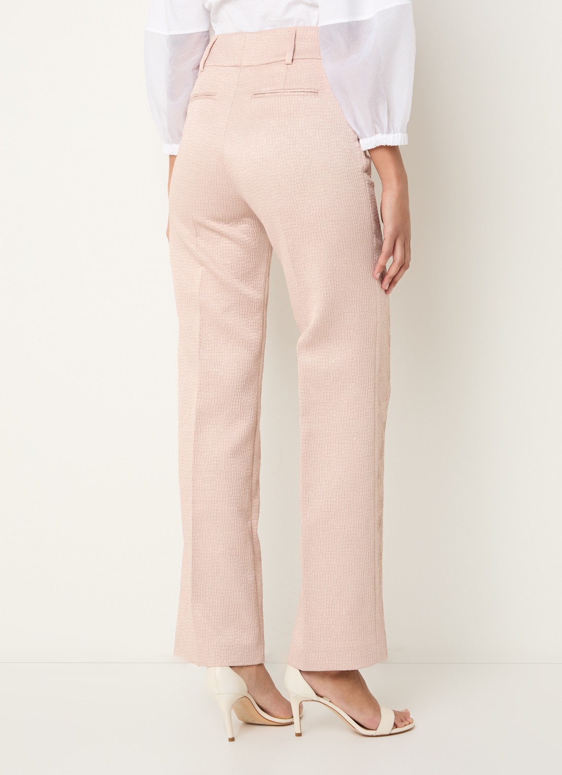 Xandres Panchita high waist straigt fit broek met lurex - achterkant 3 zalmroze