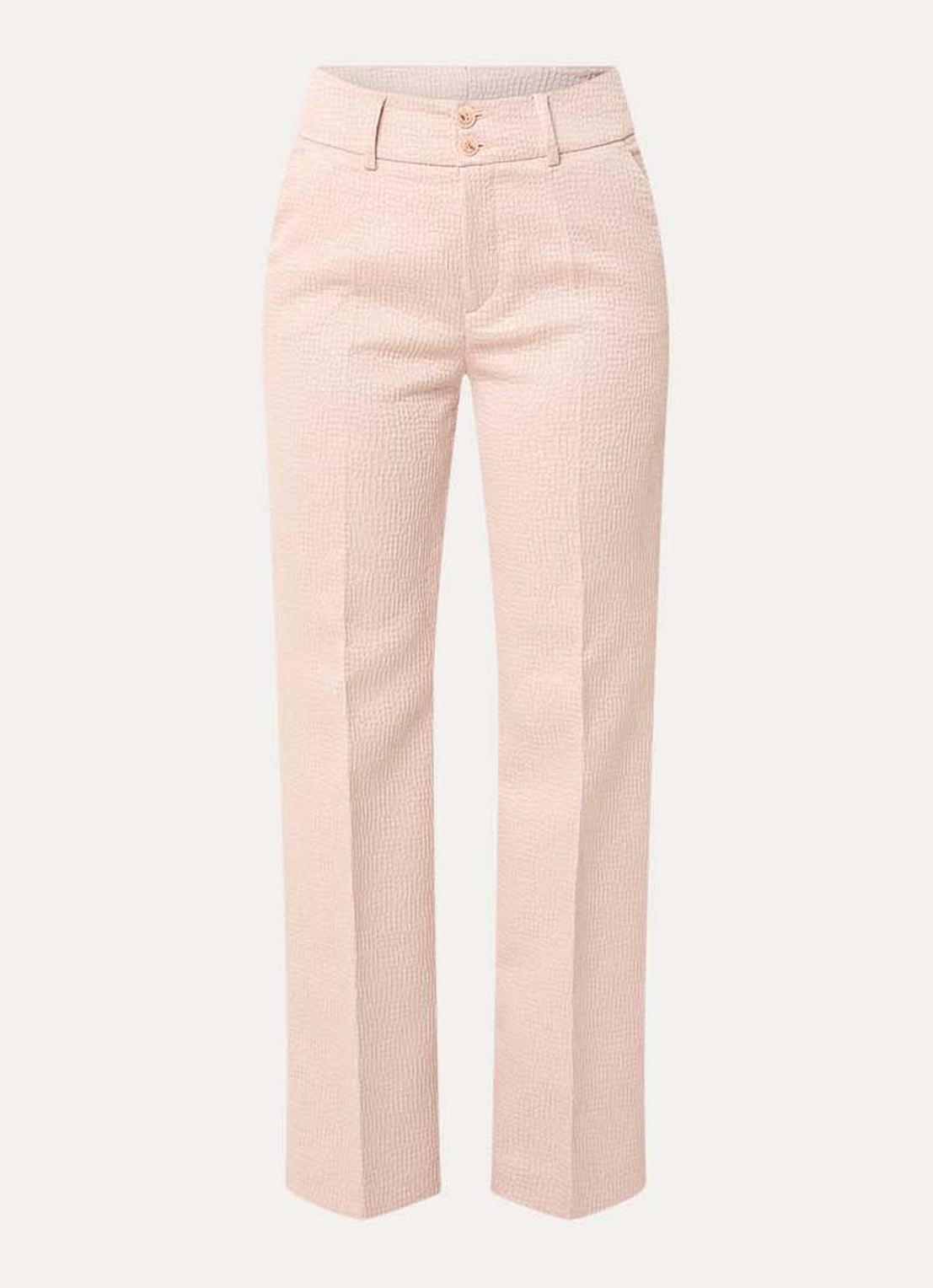 Xandres Panchita high waist straigt fit broek met lurex - voorkant zalmroze
