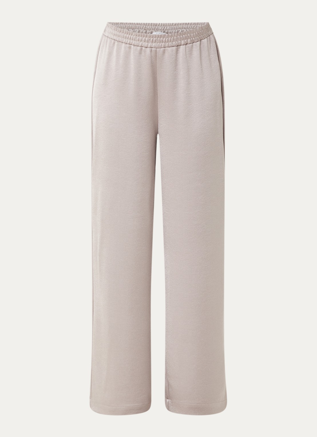 Xandres Paolo high waist wide fit broek van satijn - voorkant 2 creme