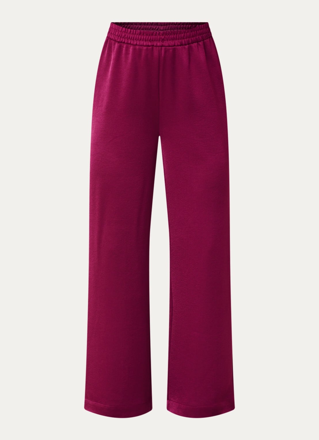 Xandres Paolo high waist wide fit broek van satijn - voorkant 2 aubergine