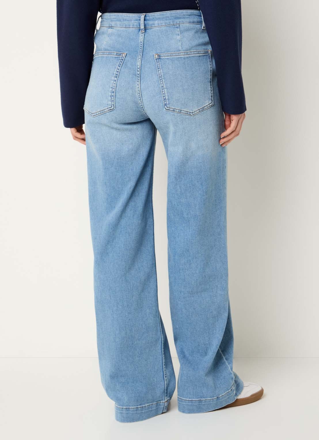 Xandres Pasis Azak high waist wide leg jeans met medium wassing - achterkant indigo